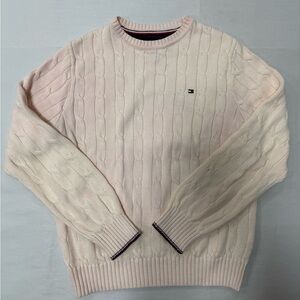 Tommy Hilfiger Light Pink Cable Knit Crewneck Sweater
